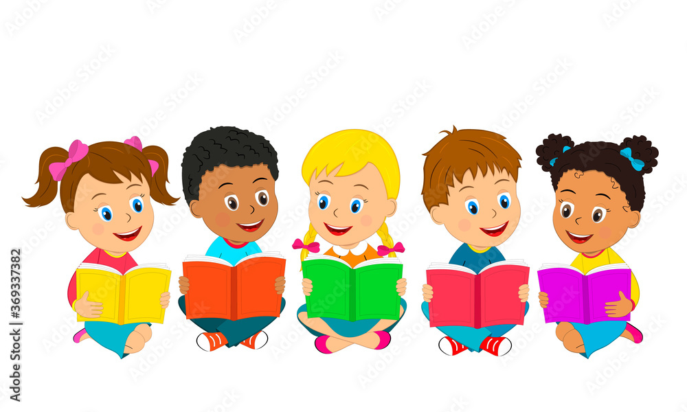kids,boys and girls sit on the floor and read books,illustration,vector kids,boys and girls sit on the floor and read books,illustration,vector