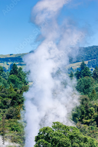 Rising steam over geothermal pool