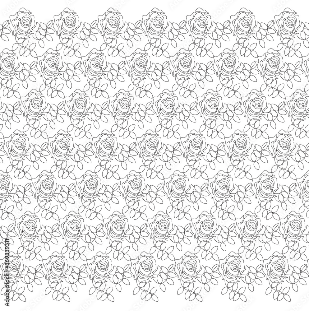 Vector ornamental seamless lacy pattern with roses. Set of Seamless Lacy Patterns. Ethnic geometric pattern design of Lace for background or wallpaper. Freehand Vector Drawing.