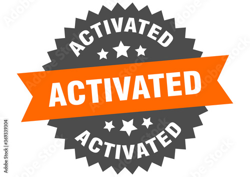 activated round isolated ribbon label. activated sign