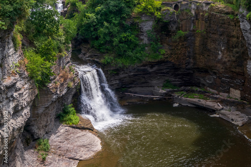 Fototapeta Naklejka Na Ścianę i Meble -  Triphammer Falls Ithaca New York. An urban waterfall on Cornell University campus.