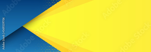 Abstract background with modern futuristic graphic. Yellow background with stripes. Dotted texture poster design, yellow and blue banner. Geometric pattern template with yellow solar effect. Vector