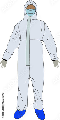 Personal Protective Equipment full body suit with medical gloves