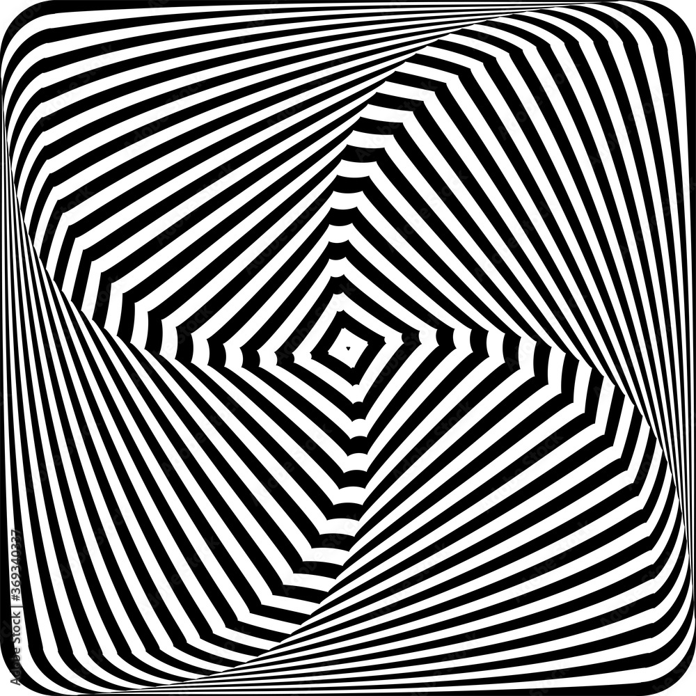 Illusion of rotation movement. Lines texture. Abstract op art design.