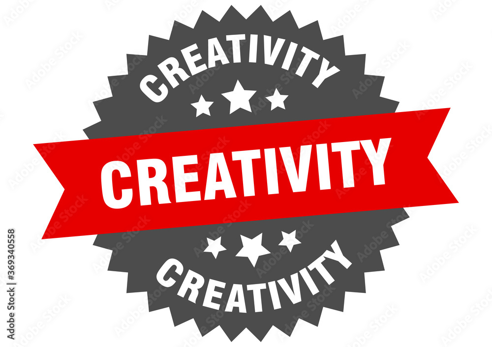 Obraz premium creativity round isolated ribbon label. creativity sign