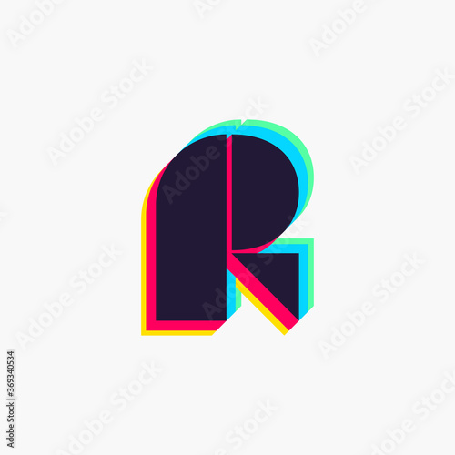 Letter R logo with stereo effect.