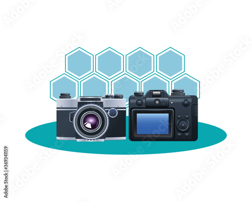 cameras digital technology isolated icons