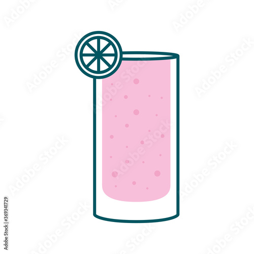 highball cocktail glass cup with lemon line and fill style icon design, Alcohol drink bar and beverage theme Vector illustration