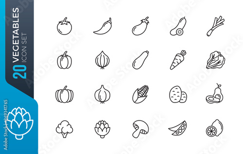 minimal vegetables icon set