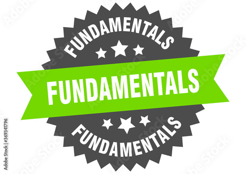 fundamentals round isolated ribbon label. fundamentals sign