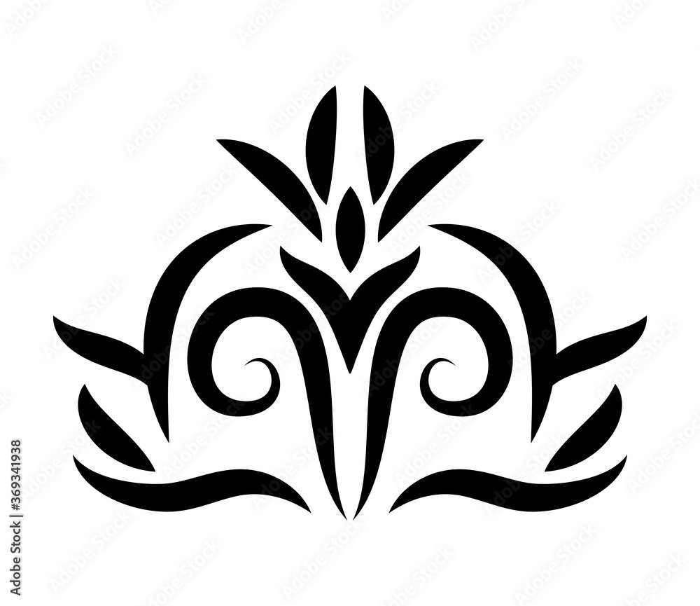 leaves shaped ornament with curves silhouette style icon design of Decorative element theme Vector illustration leaves shaped ornament with curves silhouette style icon design of Decorative element theme Vector illustration