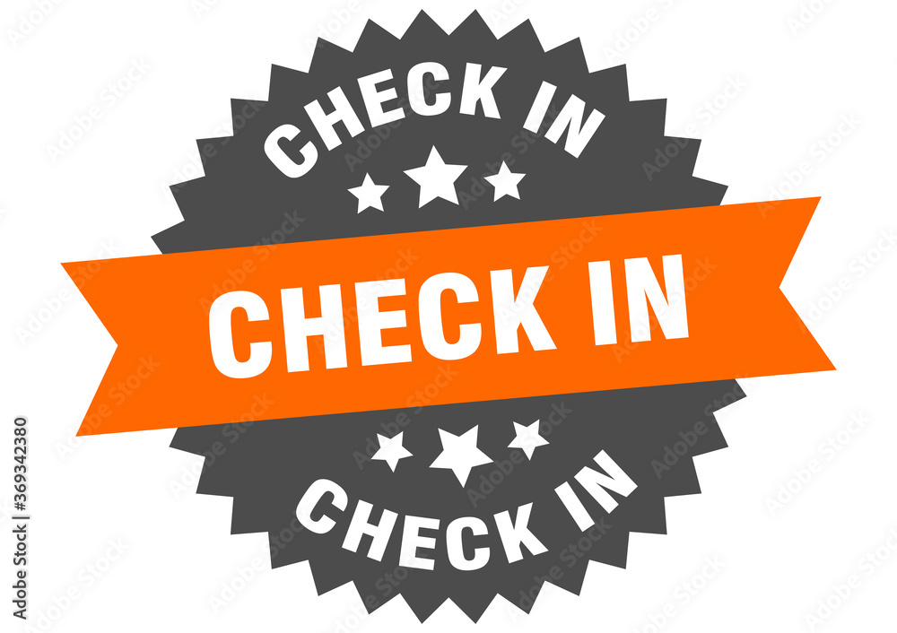 Fototapeta premium check in round isolated ribbon label. check in sign