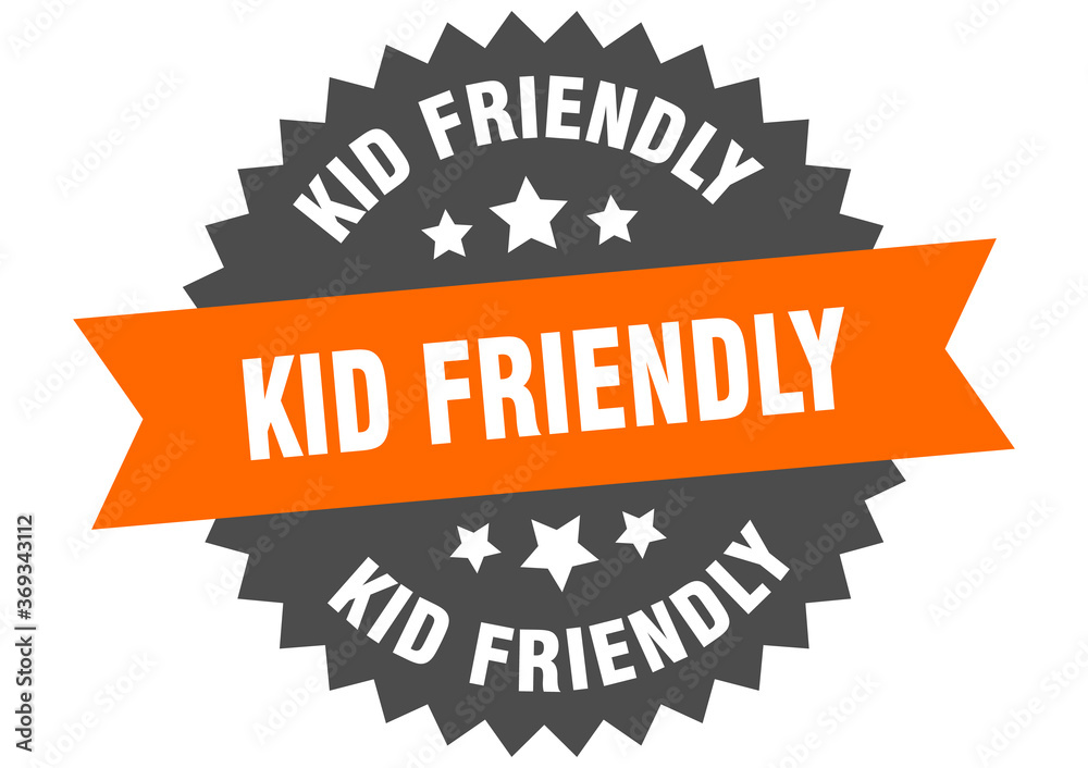 kid friendly round isolated ribbon label. kid friendly sign Stock Vector Adobe Stock