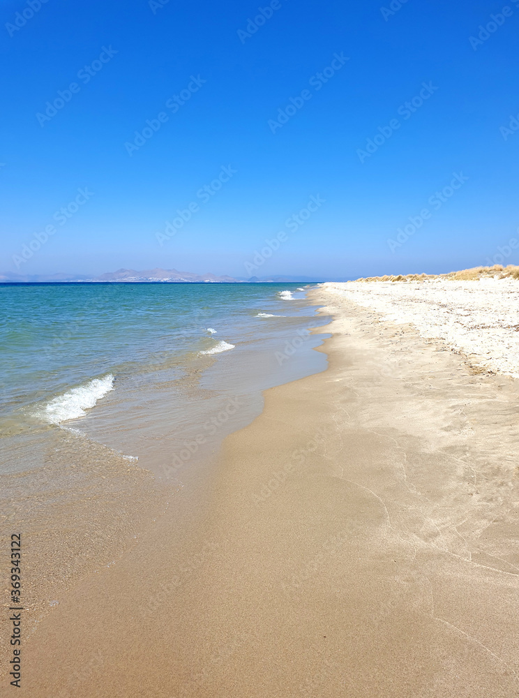 Blue sea and beach background. Aqua sea water surface. Sea surface view.
