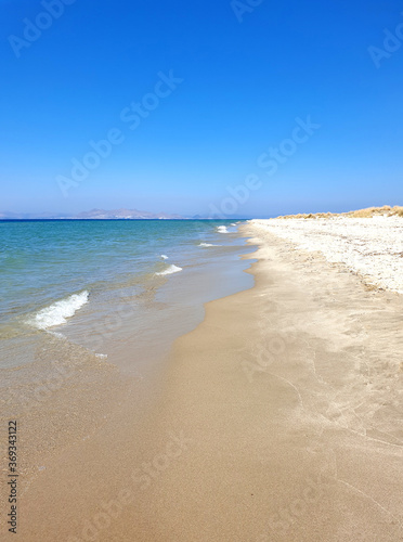 Blue sea and beach background. Aqua sea water surface. Sea surface view.