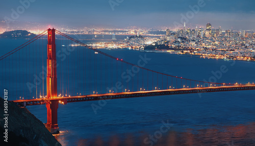 Golden Gate Bridge During Blue Hour
