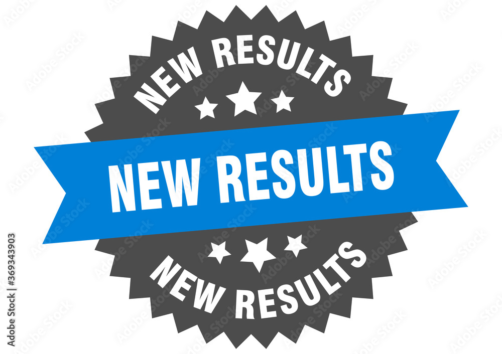 new results round isolated ribbon label. new results sign new results round isolated ribbon label. new results sign