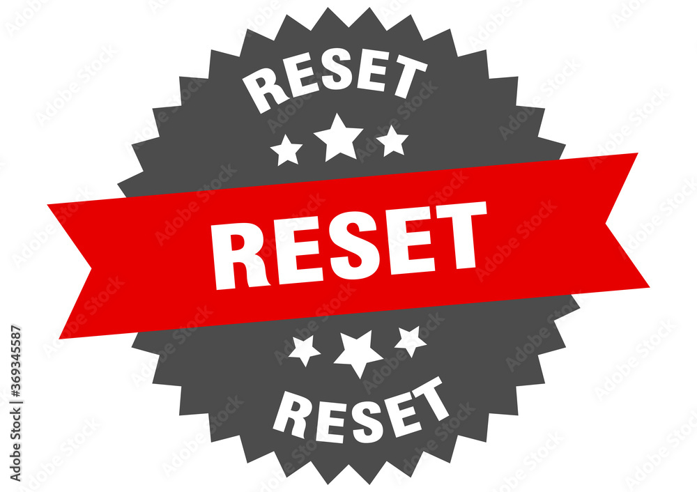 reset round isolated ribbon label. reset sign