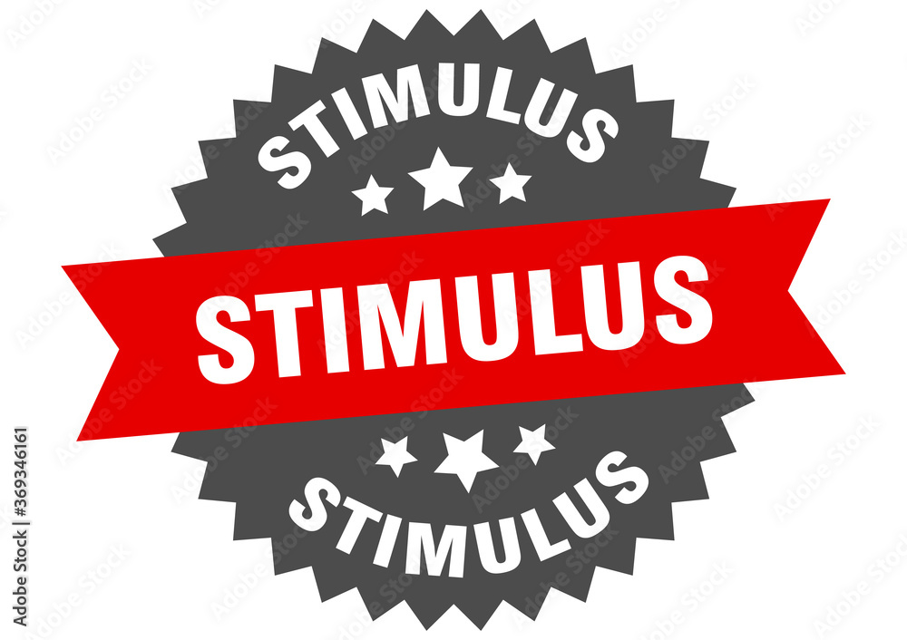 stimulus round isolated ribbon label. stimulus sign stimulus round isolated ribbon label. stimulus sign