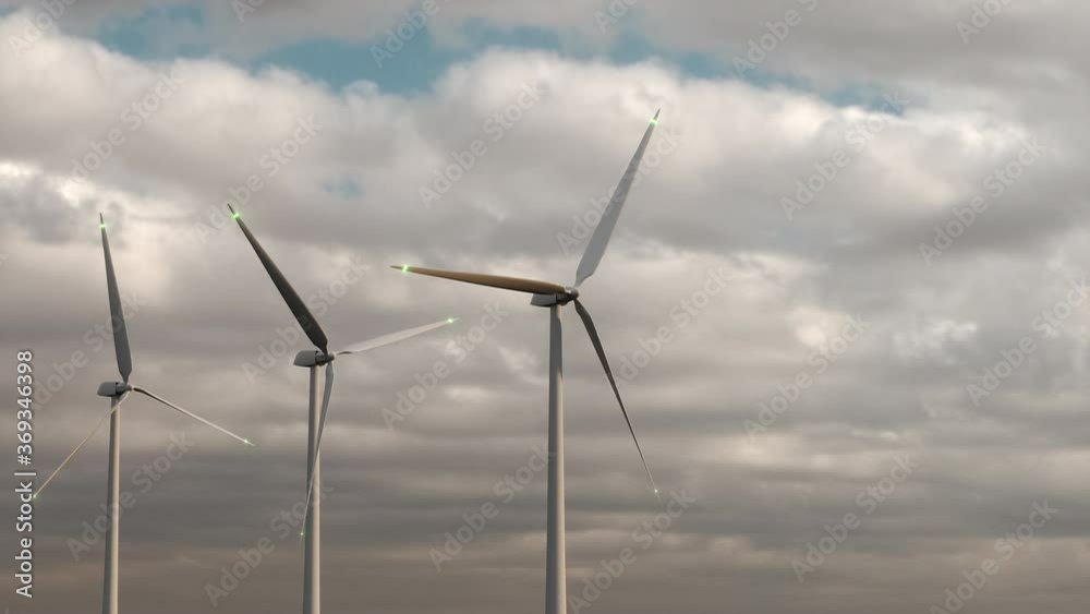 Wind generator turbines on evening cloudy sky. Ecology and alternative resources Wind generator turbines on evening cloudy sky. Ecology and alternative resources