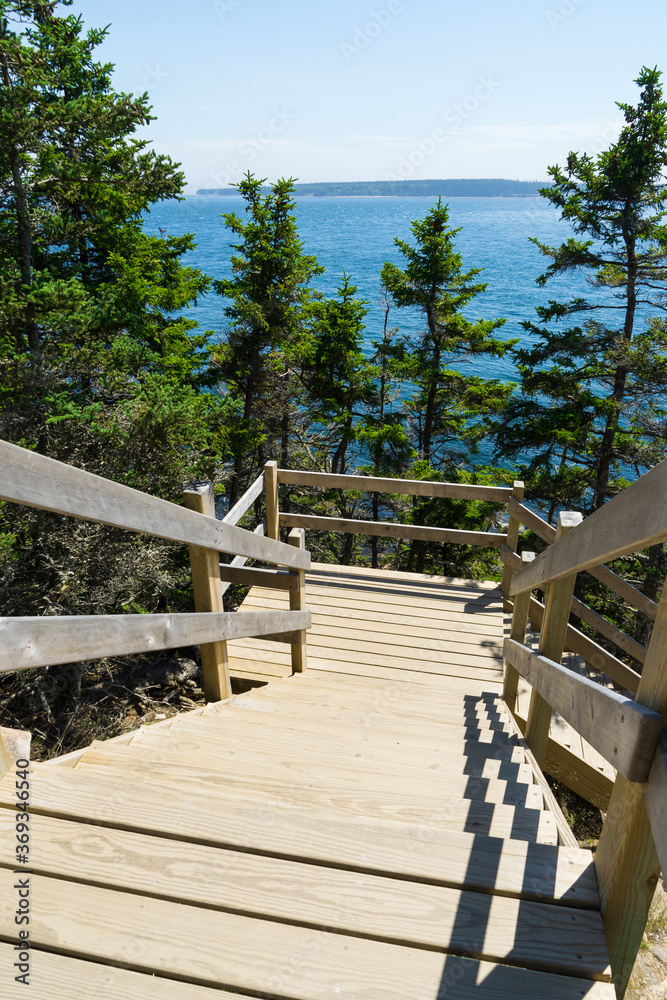 wood stairs by the coast