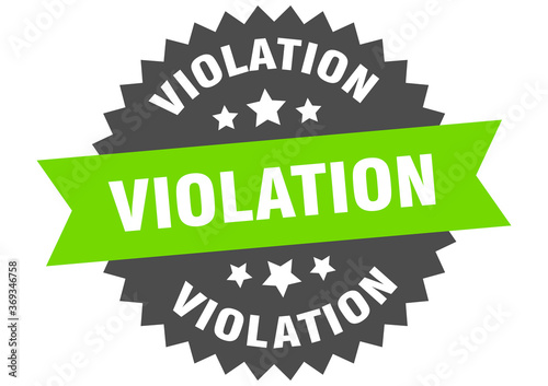 violation round isolated ribbon label. violation sign