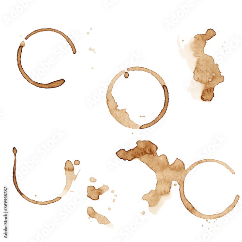 Coffee blots, spots and circle trace. Vector EPS 10. Ink graphic, natur product.