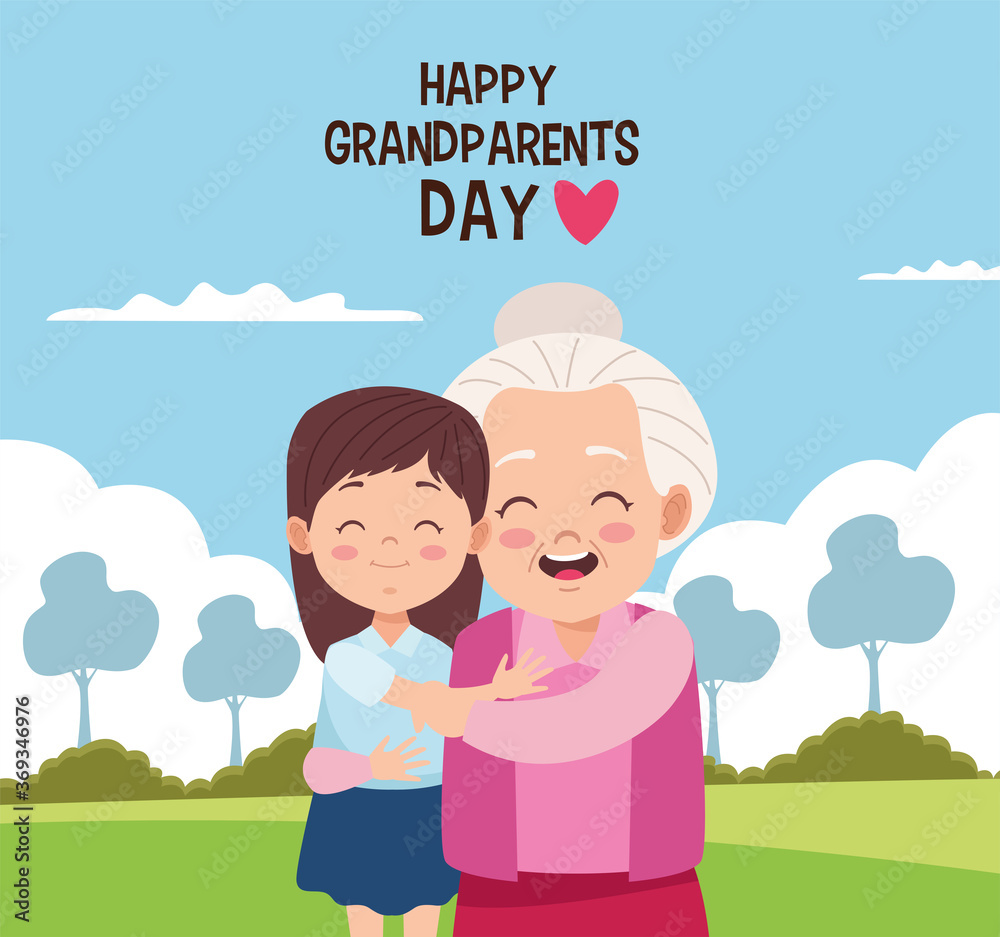 Φωτογραφία happy grandparents day card with grandmother and granddaughter