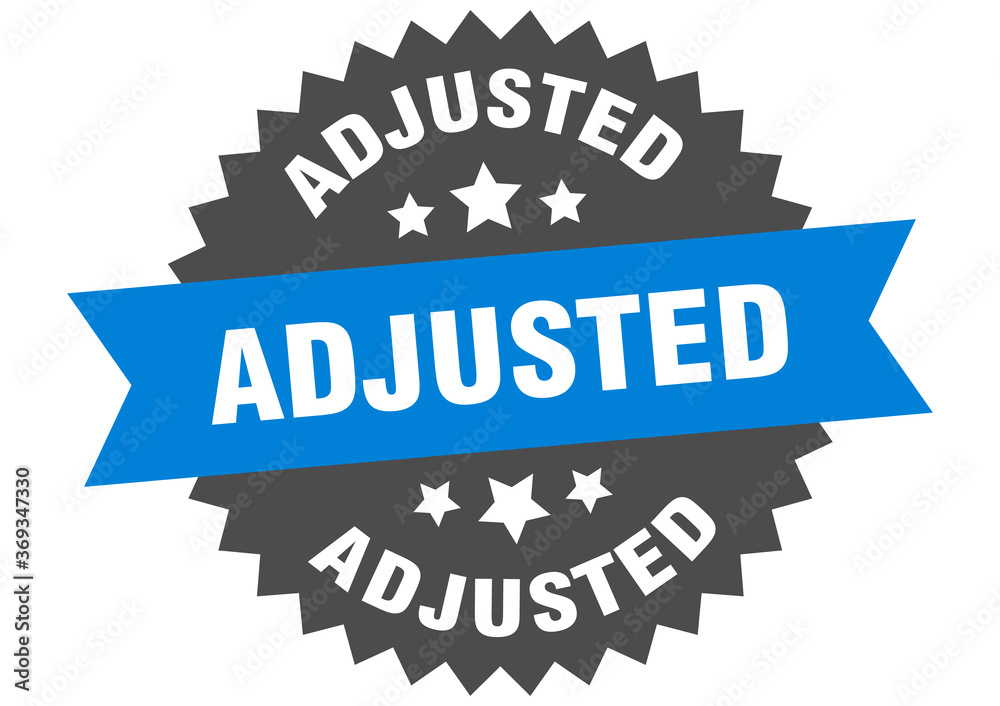 adjusted round isolated ribbon label. adjusted sign adjusted round isolated ribbon label. adjusted sign