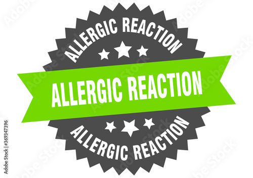 allergic reaction round isolated ribbon label. allergic reaction sign