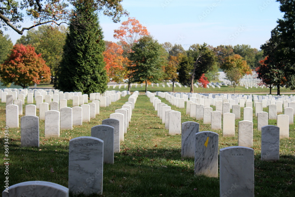 Gravestones Headstones at the military Arlington National Cemetery - Virginia - Washington DC - United States