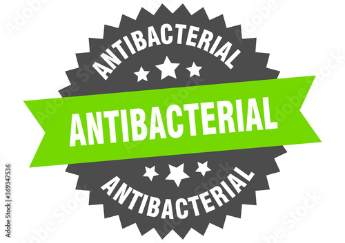 antibacterial round isolated ribbon label. antibacterial sign