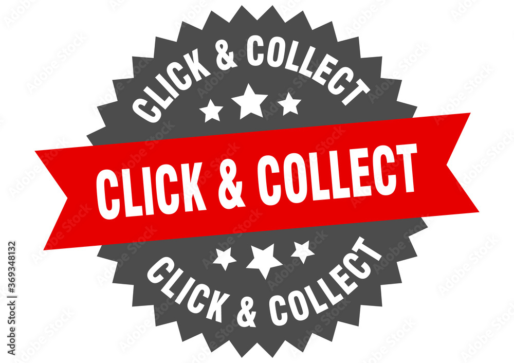 Fototapeta premium click & collect round isolated ribbon label. click & collect sign