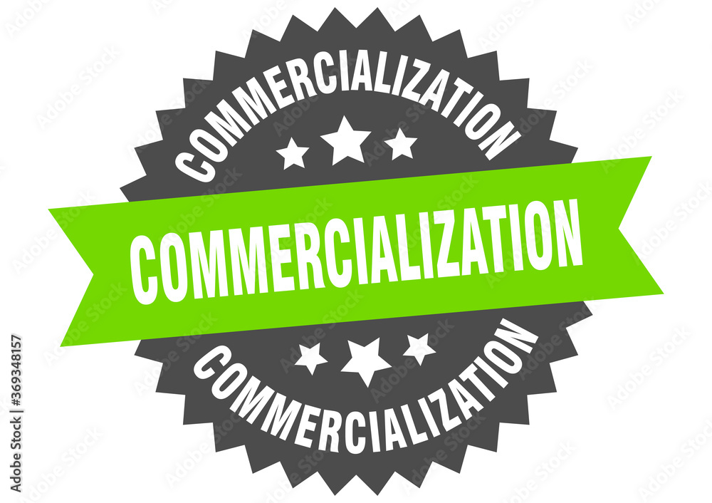 commercialization round isolated ribbon label. commercialization sign commercialization round isolated ribbon label. commercialization sign
