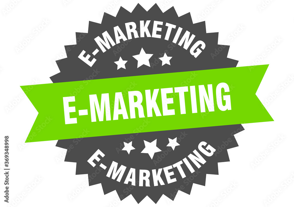 e-marketing round isolated ribbon label. e-marketing sign