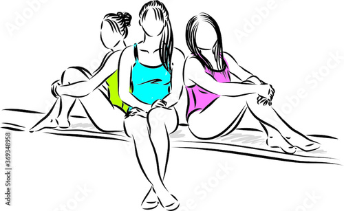 young women with swimming suits vector illustration