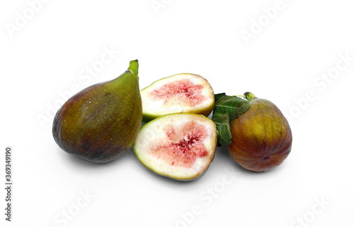 fresh figs and cut figs isolated on white background