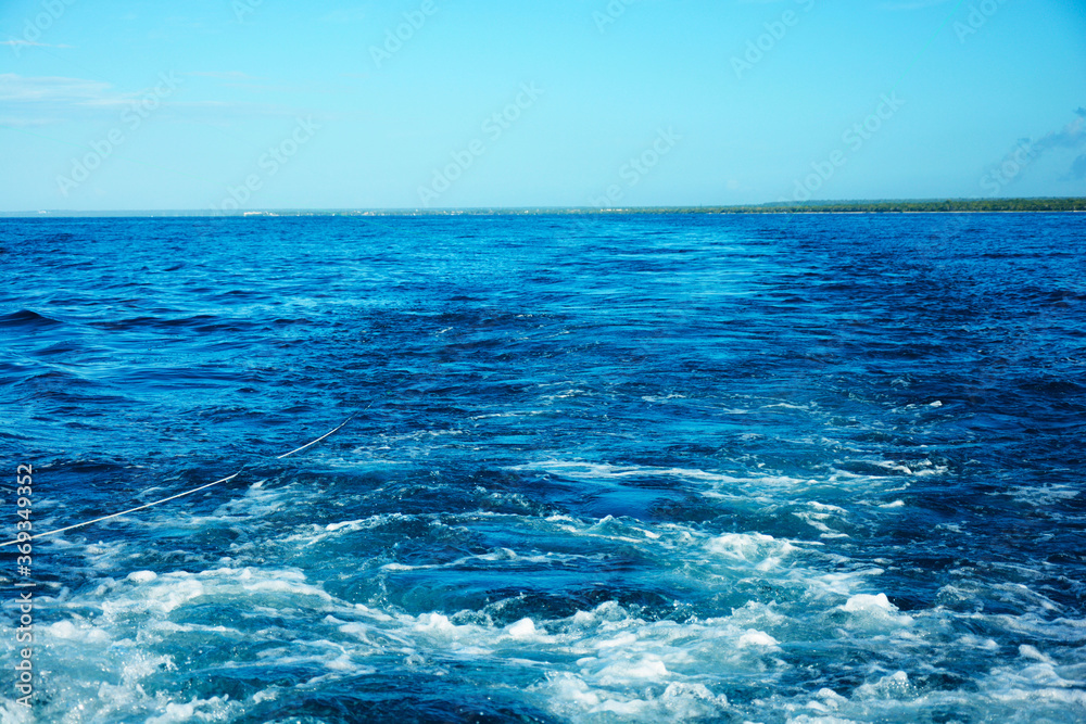 Yacht footprint in the ocean