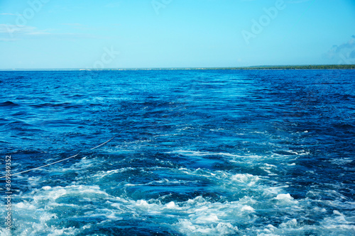 Yacht footprint in the ocean