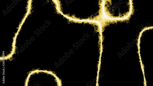 The golden line of energy moves and twists