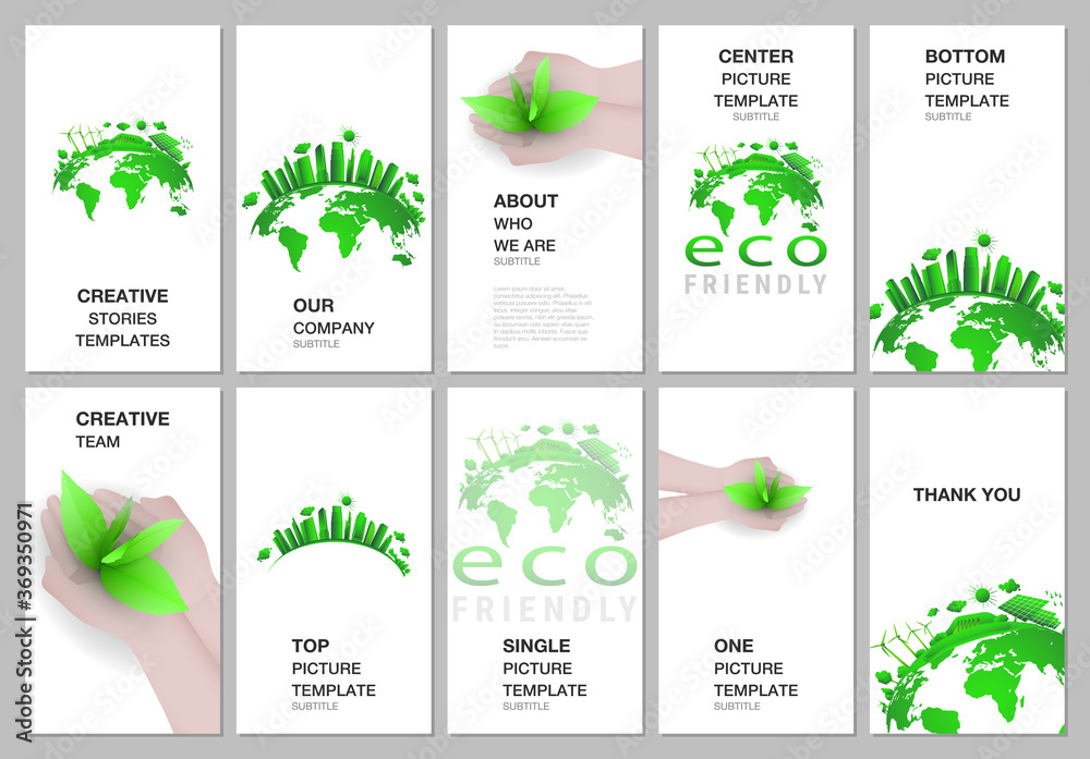 Social networks stories design, vertical banner or flyer templates. Covers design templates for flyer, leaflet, brochure cover, banner. Earth planet health care, sustainable development concept. Social networks stories design, vertical banner or flyer templates. Covers design templates for flyer, leaflet, brochure cover, banner. Earth planet health care, sustainable development concept.