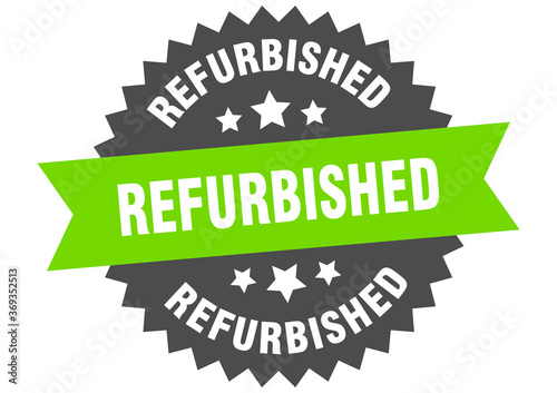 refurbished round isolated ribbon label. refurbished sign