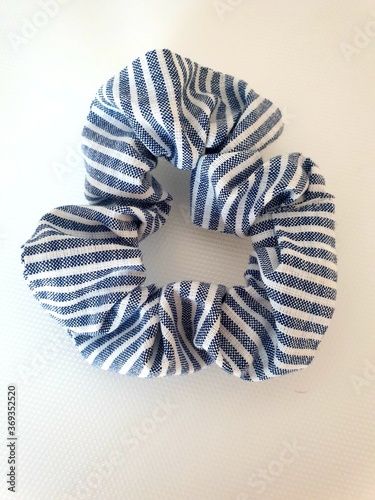 scrunchie  in blue and white stripes