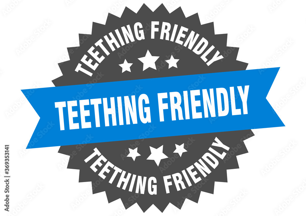 teething friendly round isolated ribbon label. teething friendly sign teething friendly round isolated ribbon label. teething friendly sign