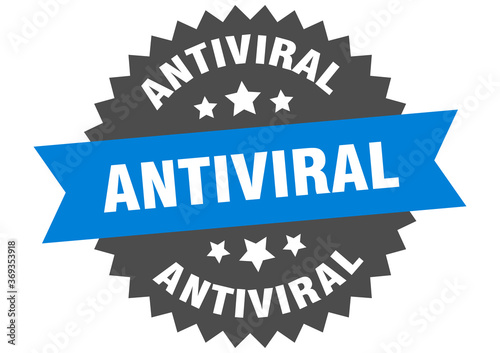 antiviral round isolated ribbon label. antiviral sign