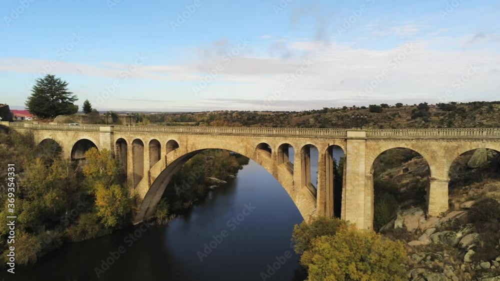 Bridge in Ledesma. Beautiful village of Salamanca,Spain. Aerial Drone Footage Bridge in Ledesma. Beautiful village of Salamanca,Spain. Aerial Drone Footage