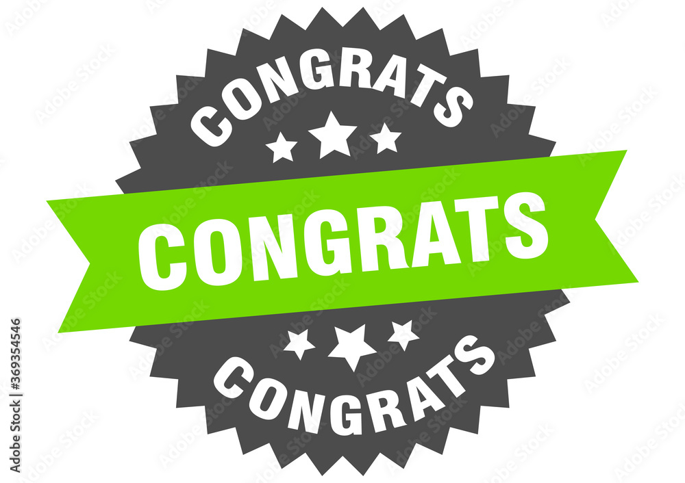 Fototapeta premium congrats round isolated ribbon label. congrats sign