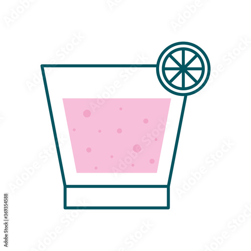 liquor cocktail glass cup with lemon line and fill style icon design, Alcohol drink bar and beverage theme Vector illustration © grgroup