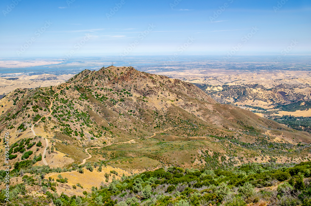 Scenic view of Mount Diablo's North Peak from the main peak, California