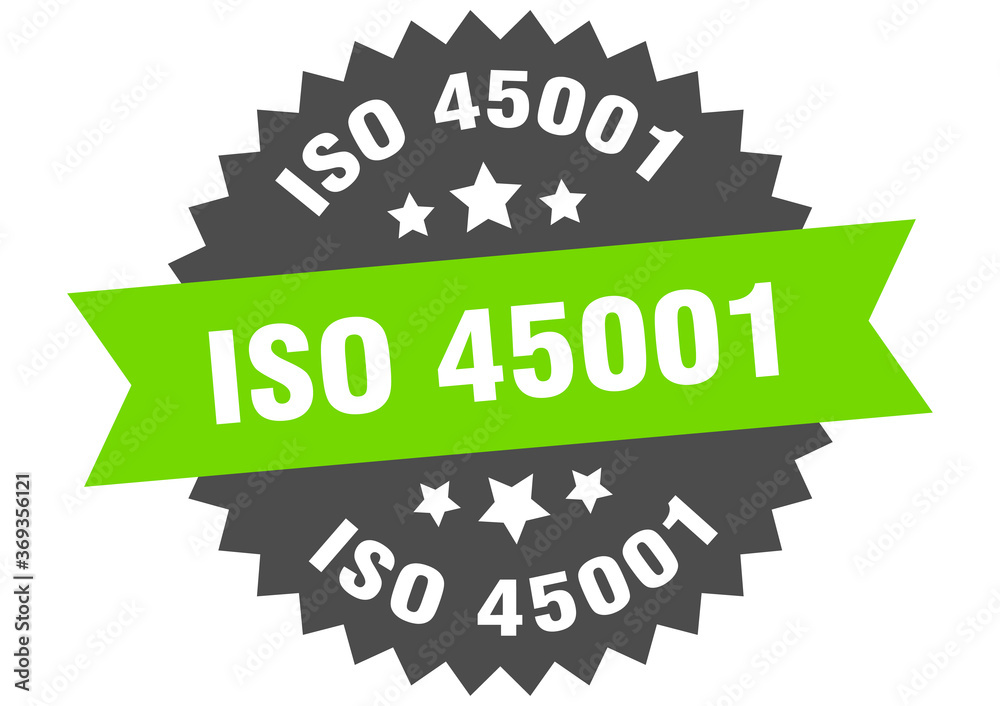 iso 45001 round isolated ribbon label. iso 45001 sign iso 45001 round isolated ribbon label. iso 45001 sign